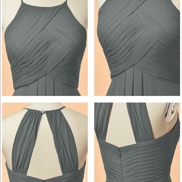 Dark Gray / Steel Gray Bridesmaid Formal Dress - Picture 3 of 6